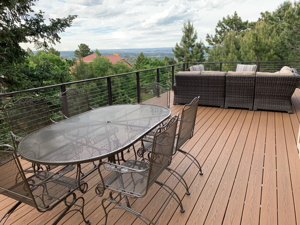 Low-maintenance outdoor living space with comfortable patio furniture